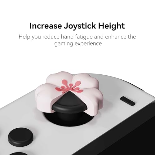 GeekShare 4PCS Silicone Joycon Thumb Grip Caps, Kawaii Cherry Blossom Joystick Cover Compatible with Switch/OLED/Switch Lite (Sakura) - Image 5