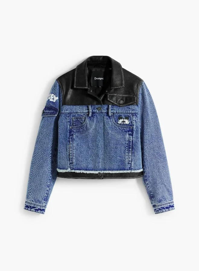 DESIGUAL Waxed Mickey Denim Jacket