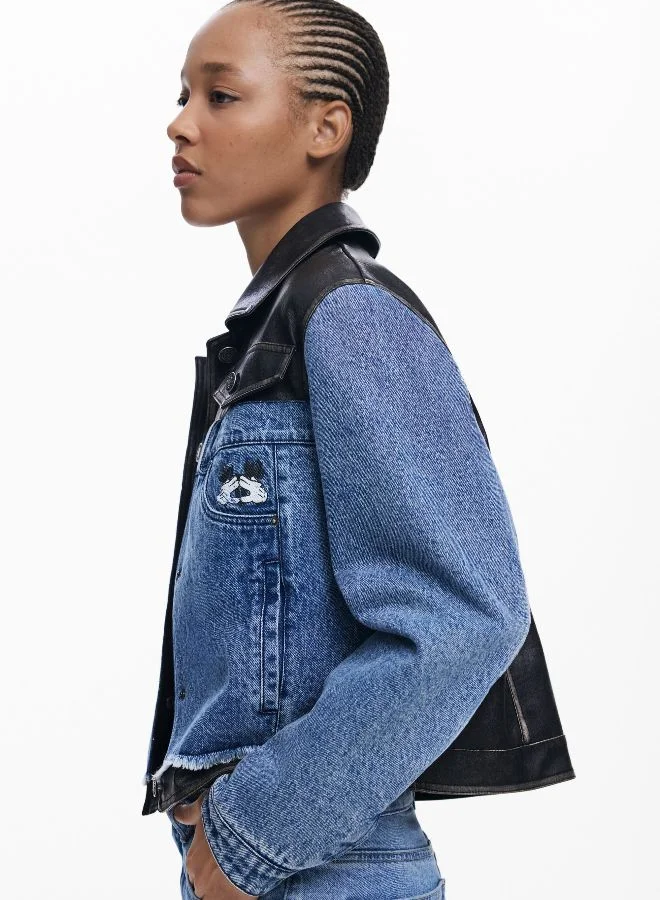 DESIGUAL Waxed Mickey Denim Jacket