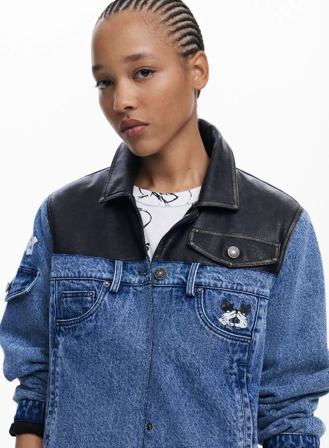 DESIGUAL Waxed Mickey Denim Jacket