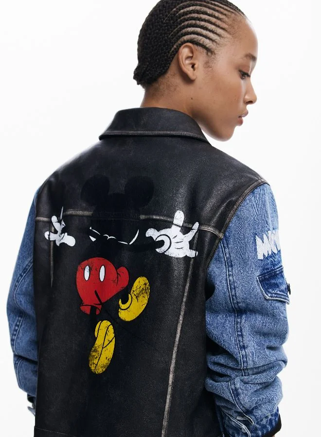 DESIGUAL Waxed Mickey Denim Jacket