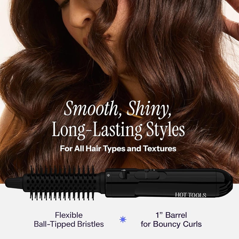 Hot Tools Pro Artist Hot Air Styling Brush | Style, Curl and Touch Ups (1”) Black - Image 3