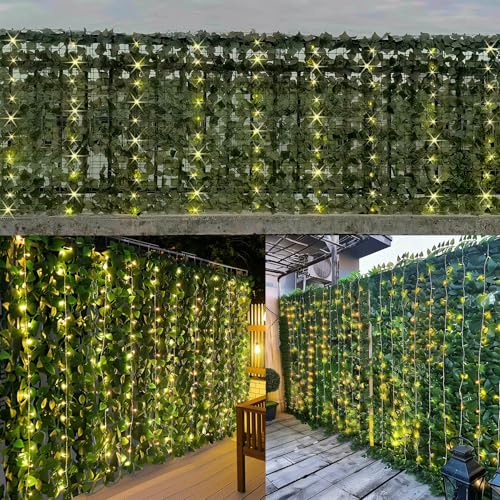 Comtelek Artificial Ivy Privacy Fence with Lights 118x39.4in Grass Wall Screen Fake Vines Balcony Fence Privacy Screen Cover, Faux Ivy Leaf Hedge Panels Wall Decoration - Image 5