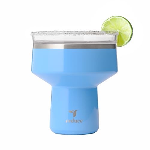 REDUCE Saltini 16 oz Cocktail Tumbler Insulated Margarita Tumbler with Lid Keeps Drinks Cold for 10 Hours 360 Sippable Martini Glass Alternative Shatterproof Perfect for Parties Oahu Blue - Image 1