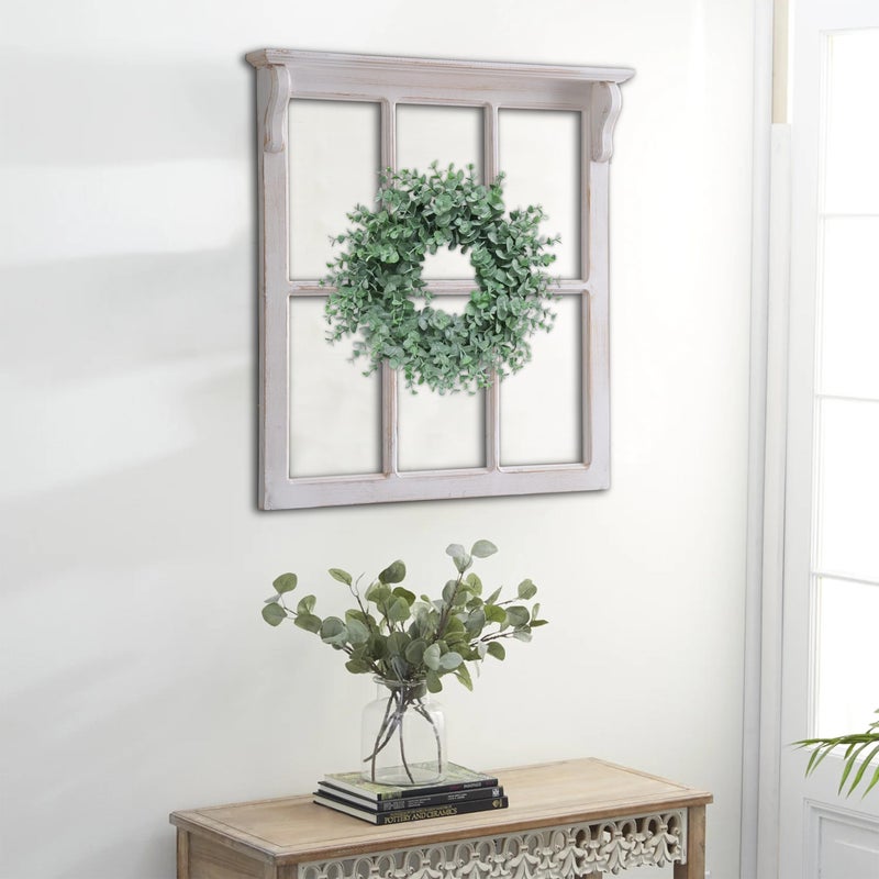 Sintosin Farmhouse Window Frames Wall Decor 29 X 30 Inch, Hanging Distressed White Rustic Rectangle Window Frame, Vintage Carved Wood Framed Wall Decor Living Room, Shabby Chic Home Decor - Image 3
