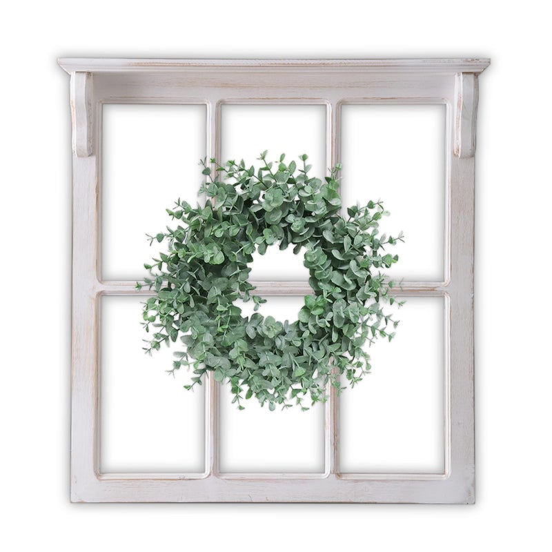 Sintosin Farmhouse Window Frames Wall Decor 29 X 30 Inch, Hanging Distressed White Rustic Rectangle Window Frame, Vintage Carved Wood Framed Wall Decor Living Room, Shabby Chic Home Decor - Image 1