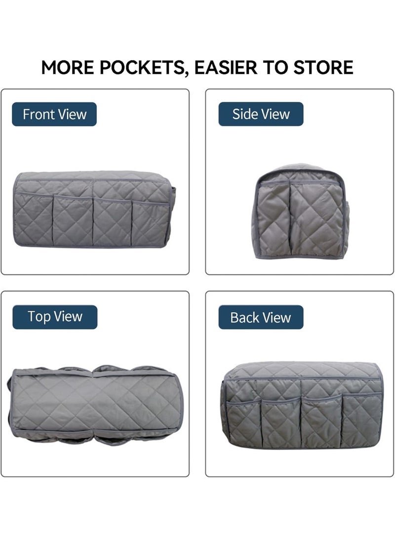 NANAO كرسي ذراع كادي، منظم مسند أريكة مقاوم للماء، منظم مقعد غير قابل للانزلاق، حامل جهاز التحكم عن بعد للمقعد المائل، كادي للمقعد المائل مع 14 جيب لتخزين جهاز التحكم عن بعد، الهاتف، المجلة (رمادي) - Image 5