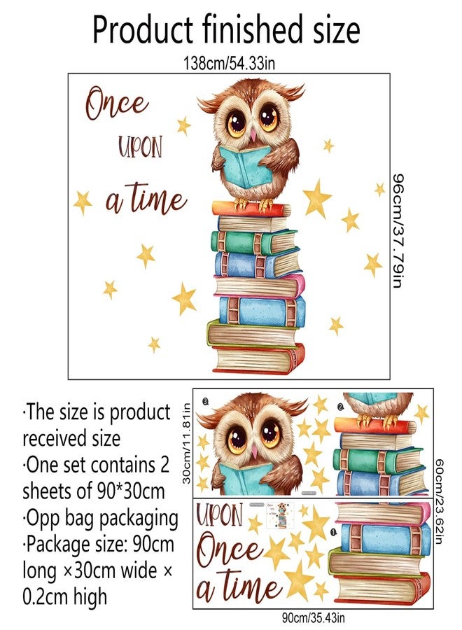 Mirabuy Owl Books Educational Wall Decals Reading Corner Wall Stickers for Classroom Kids Bedroom Preschool Wall Decor - Image 3