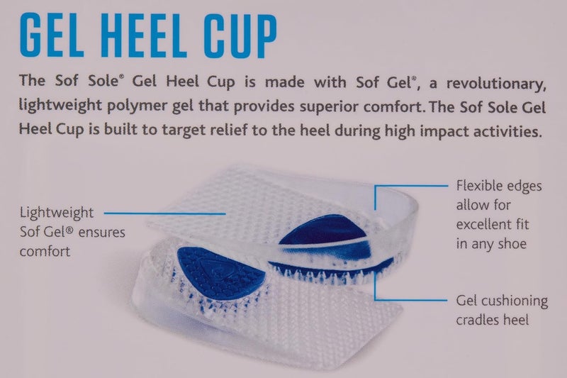 Sof Sole Men's Gel Heel Cup Comfort Insoles - Clear and Blue, Size M 7-12 - Image 5