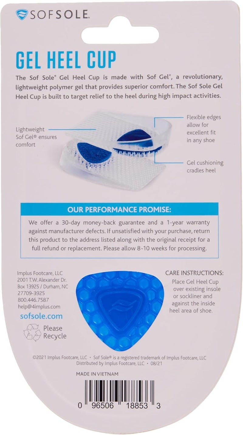 Sof Sole Men's Gel Heel Cup Comfort Insoles - Clear and Blue, Size M 7-12 - Image 2