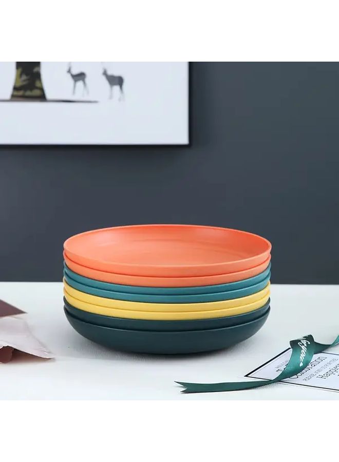 BPA Free 8pc Large Deep Plastic Bowls Microwave Dishwasher Safe Assorted Colors Dark Green Blue Orange Yellow - Image 1