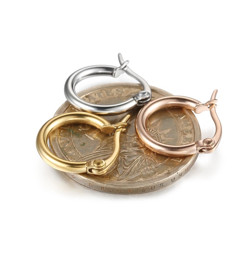 Jstyle 3 Pairs Stainless Steel Hoop Earrings for Women Huggie 12MM - Image 3