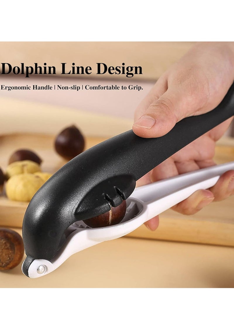 Oasisgalore - Dolphin Shaped Chestnut Cutter and Cracker Tool, Multifunctional, Durable, Black - Image 1
