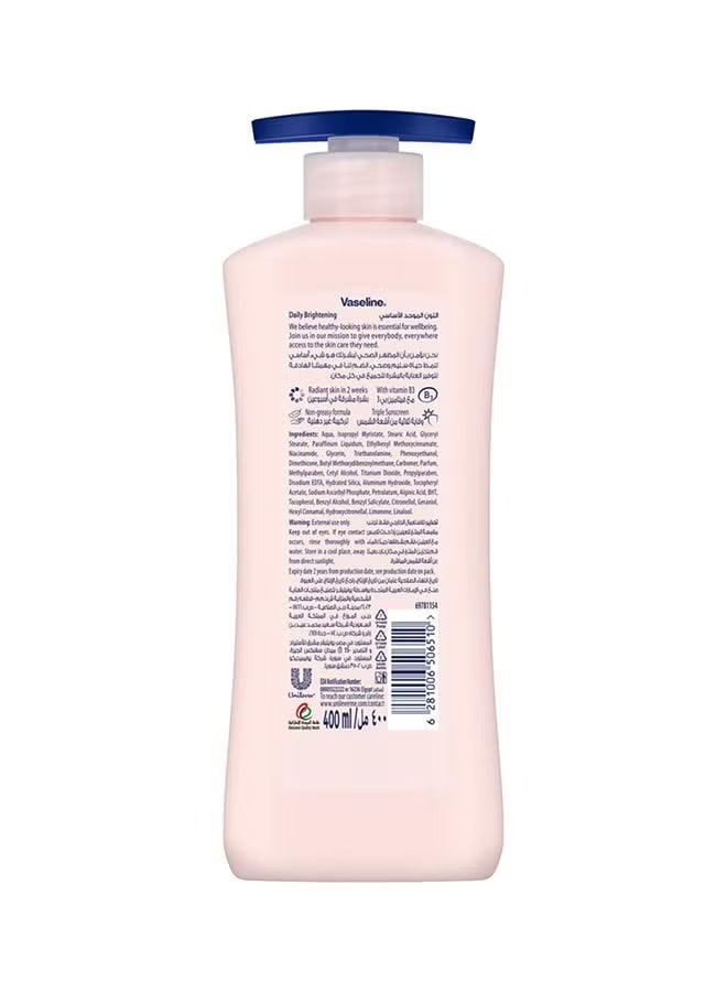 Vaseline Essential Even Tone Daily Brightening Body Lotion with Vaseline Jelly, Non-Greasy Formula, 2 Weeks to Radiant Skin, 400ml - Image 3