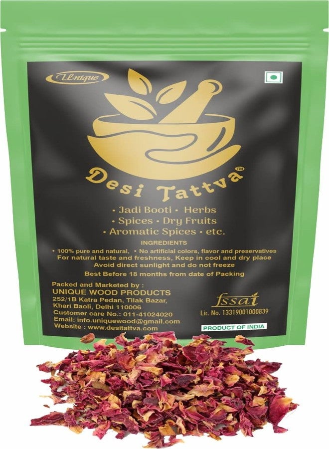 Desi Tattva ديسي تاتفا 100% بيور جولاب باتي بتلات الورد المجففة بالشمس (روزا جاليكا)، 100 جم... - Image 1