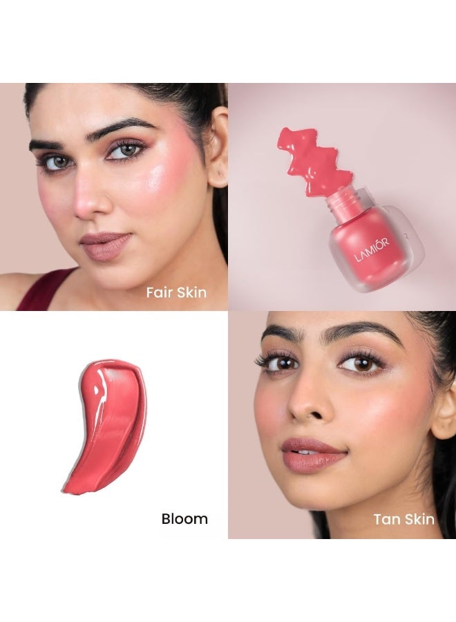 LAMIOR Cheek Dew Strobe Blush - Dewy Liquid Blush for Cheeks with Glow Serum Base, Long-Wearing, Hydrating, Skincare-Infused Ceramides, Hyaluronic Acid & Niacinamide, Mirror Glaze Finish, (Bloom) - Image 2