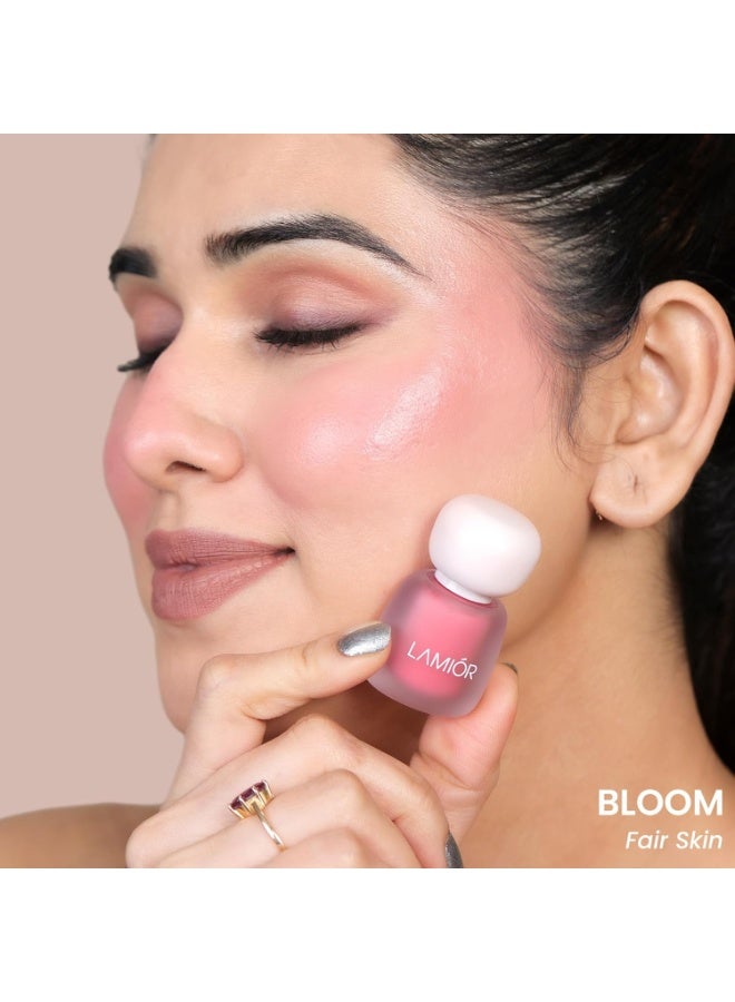 LAMIOR Cheek Dew Strobe Blush - Dewy Liquid Blush for Cheeks with Glow Serum Base, Long-Wearing, Hydrating, Skincare-Infused Ceramides, Hyaluronic Acid & Niacinamide, Mirror Glaze Finish, (Bloom) - Image 3