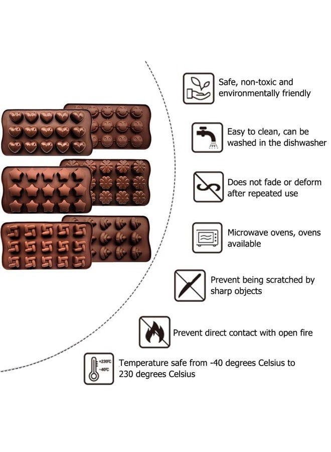 CNYMANY 6 pcs Silicone Chocolate Molds, Candy Mold Jelly Mould Non-Stick Kitchen Baking Pans Ice Cube Trays for Party Festival - 6 Shapes - Image 4