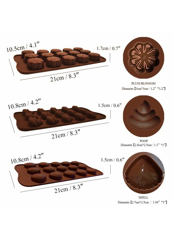 CNYMANY 6 pcs Silicone Chocolate Molds, Candy Mold Jelly Mould Non-Stick Kitchen Baking Pans Ice Cube Trays for Party Festival - 6 Shapes - Image 2