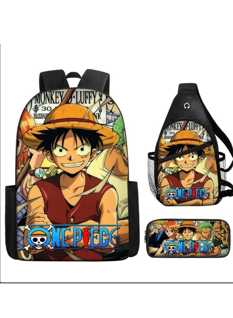 Anime cartoon backpack three-piece set