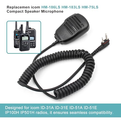 Accessoryway Hm-186ls Small Speaker Microphone Compatible for icom ID-31A ID-51A ID-52A IP100H IP501H radios with 3.5mm Audio Jack and Revolving Swivel Clip Right Angle 2-pin connecto and Revolving Swivel Clip - Image 2