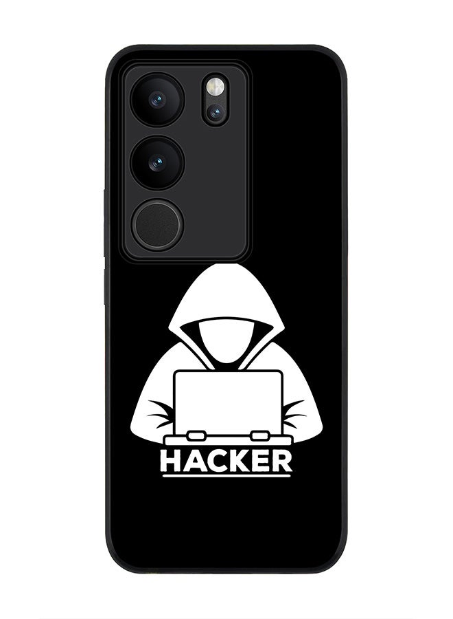 Stylizedd Rugged Black Edge case for Vivo V29 / Vivo V29 Pro / Vivo S17, Slim fit Soft Case Flexible Rubber Edges Anti Drop TPU Gel Thin Cover - Hacker - Image 1