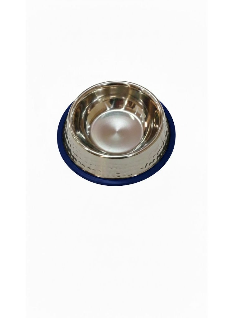 Stainless Steel Pet Food Bowl with Non-Slip Base, Textured Design, 34cm Diameter, for Dogs and Cats - Image 1