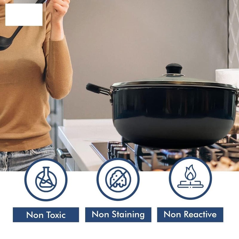 Kuber Industries ProNexus 2.8L Non-Stick & Extra Deep Kadai for Cooking | Induction Base & Anti-Rust Anodised Metal Kadai for Kitchen Frying | Includes a Glass Lid Inside | Glossy Black - Image 4