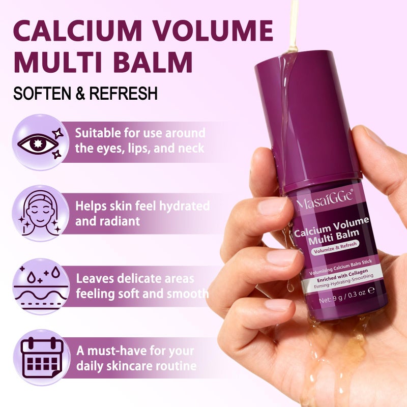 Meifenla Calcium Multi Balm Stick,Calcium Volume Multi Balm - Collagen Moisturizing Stick for Face, Eyes and Neck Skin, Hydrating & Firming For All Skin Type - Image 2