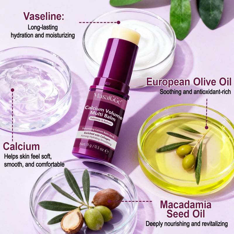 Meifenla Calcium Multi Balm Stick,Calcium Volume Multi Balm - Collagen Moisturizing Stick for Face, Eyes and Neck Skin, Hydrating & Firming For All Skin Type - Image 4