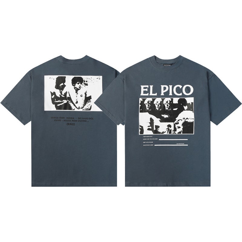 Style Melancholic Rich Kid Erd Washed Vintage Pocket Letter Print Unisex Loose Short-Sleeve T-Shirt - Image 1