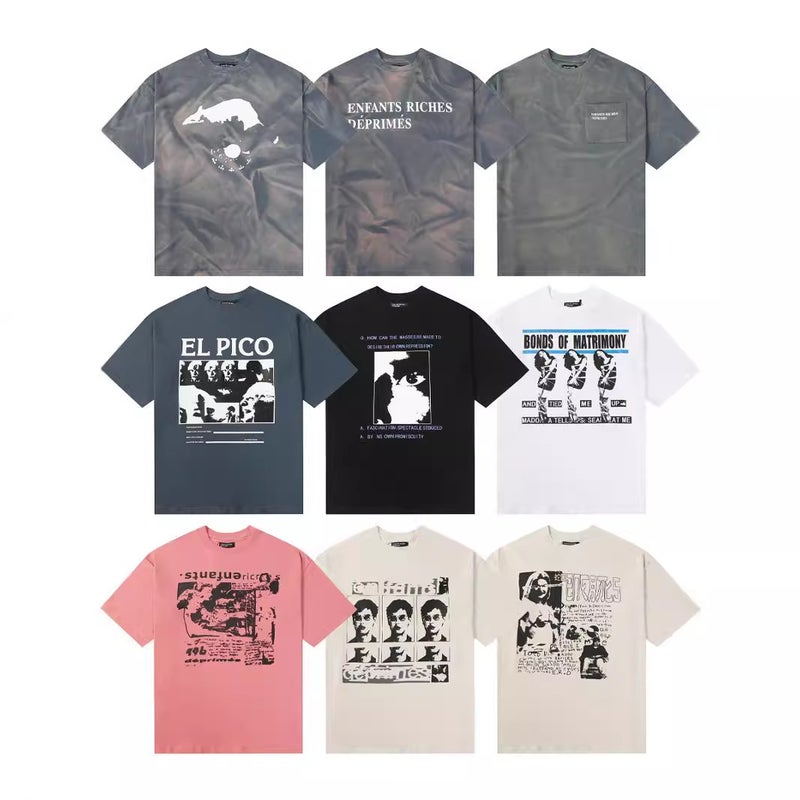 Style Melancholic Rich Kid Erd Washed Vintage Pocket Letter Print Unisex Loose Short-Sleeve T-Shirt - Image 2