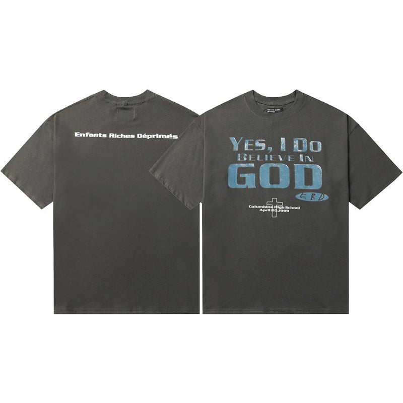 Style Melancholic Rich Kid Erd Washed Vintage Pocket Letter Print Unisex Loose Short-Sleeve T-Shirt - Image 4