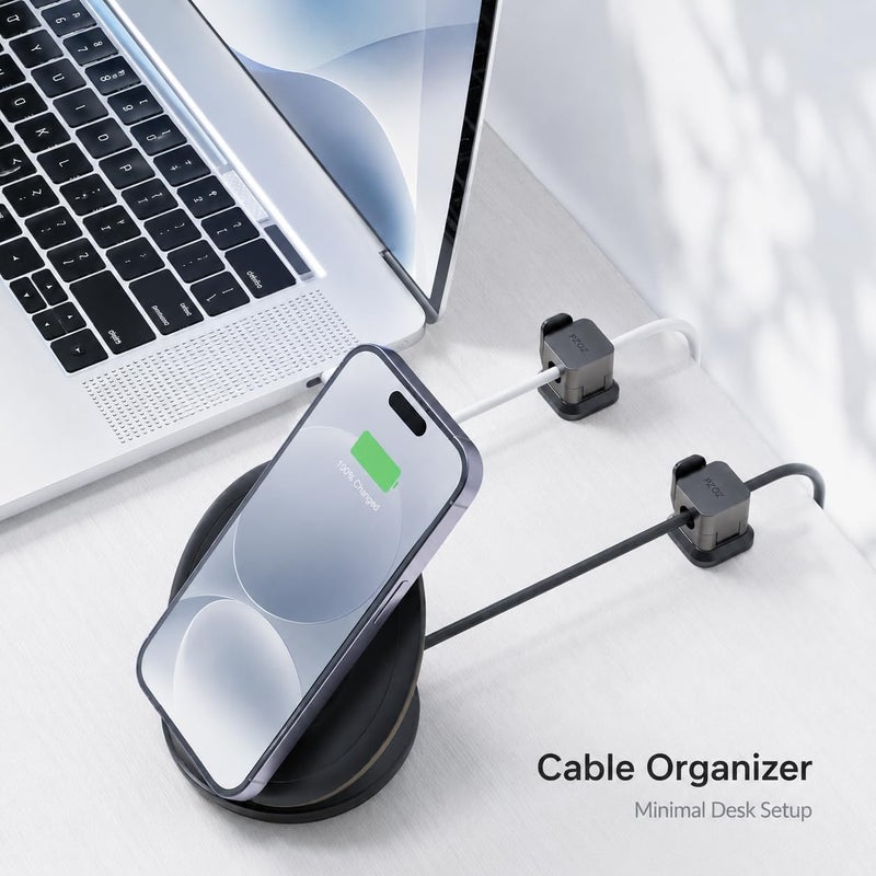 Pzoz Cable Organizer 6 Pack, Adhesive Cable Clips for Desk Cable Management, Cord Holder for USB Cables, Phone Chargers, Office, Home, Car & TV (Black) - Image 3