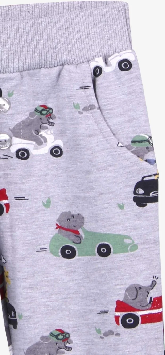 Breeze Baby Boy Tracksuit Set Printed Patterned Gray Melange (6 Months-2 Years)