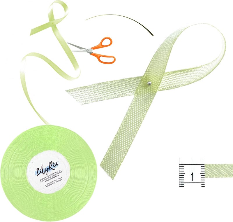 LilyRin Light Green Ribbon 1/4 Inches 36 Yards Satin Roll Perfect for Art, Wedding, Wreath, Baby Shower, Packing Birthday, DIY Hair Accessories Scrapbooking, Wrapping Christmas Other Projects Color - Image 2