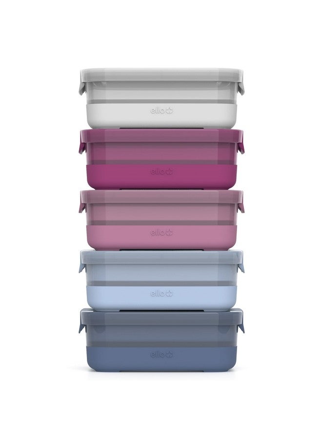 Ello Ello 10 Pc BPA Free Plastic Meal Prep Container Set - 5 Pack with Silicone Boots, Airtight Lids, Dishwasher & Microwave Safe, Elderberry  - Image 1