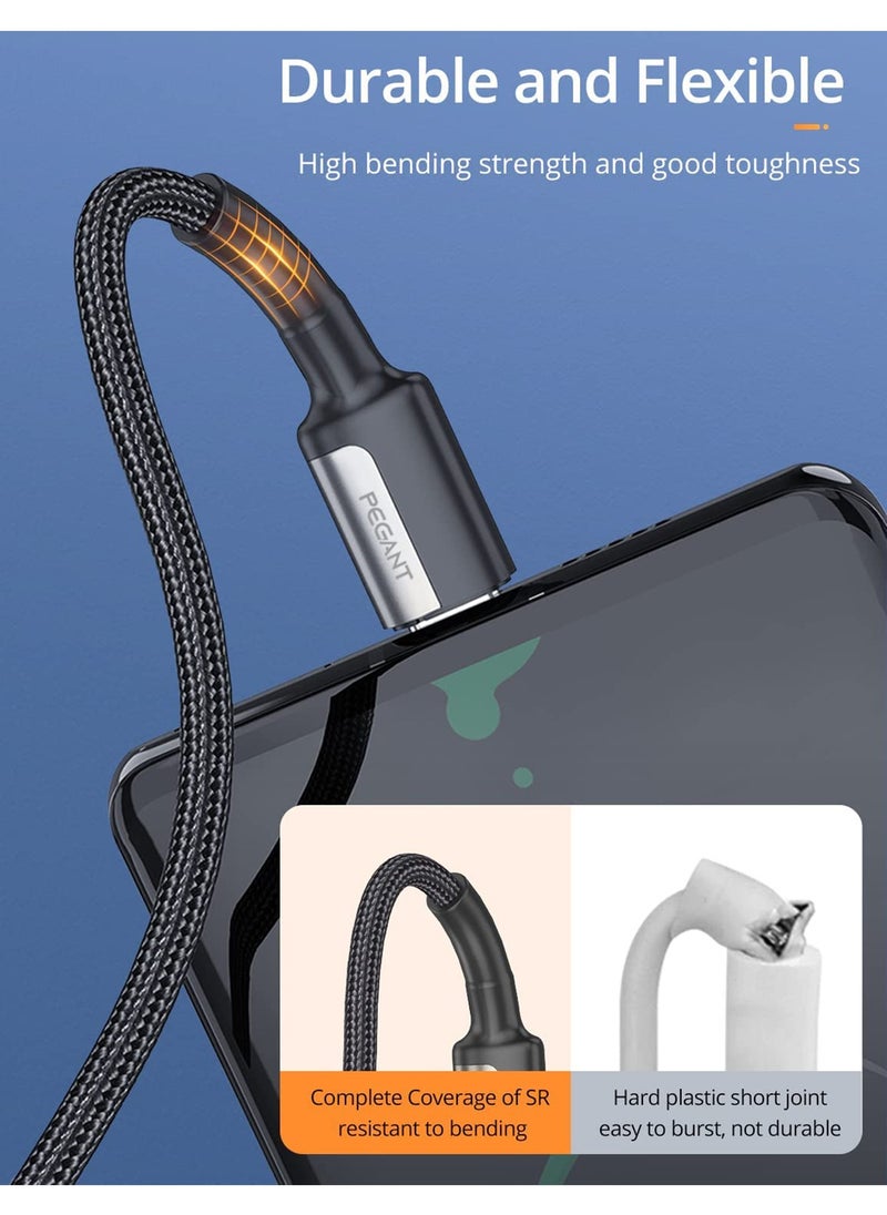 PEGANT - 1M USB-C to USB-C Cable, 100W Fast Charging, Nylon Braided with Power Delivery - Image 1