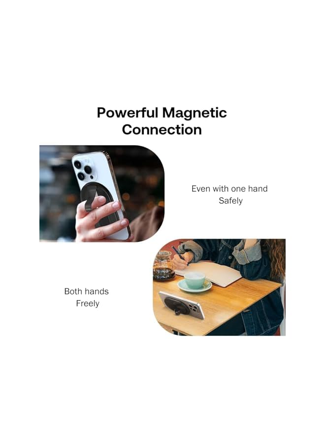 S-TOP Magnetic Phone Grip, 3X Strength N53 Magnet Ring for Mobile Devices, Removable Finger Loop Kickstand Compatible with Various Mobile Phones, Durable PC Material Sleek Design for Video Watching - Image 4
