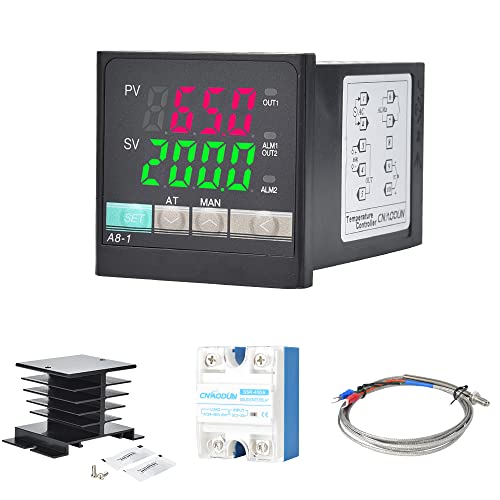 cnaodun PID Temperature Controller Kit, CNAODUN 100-240 VAC Voltage with 40DA Solid State Relay，K Type Thermocouple Probe and Heat Sink - Image 1