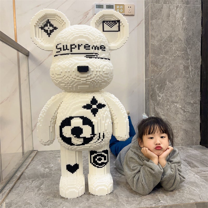 Compatible With Lego Small Particle Assembled Toys Super White Bear Blocks Large Ornaments Floor-To-Floor Adult Difficult Puzzle - Image 3