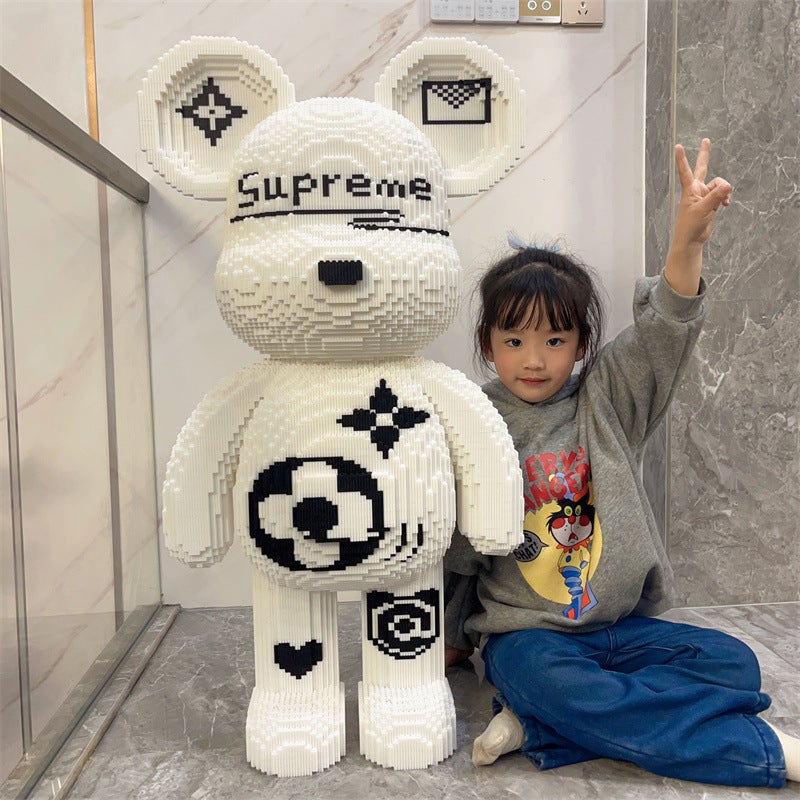 Compatible With Lego Small Particle Assembled Toys Super White Bear Blocks Large Ornaments Floor-To-Floor Adult Difficult Puzzle - Image 2