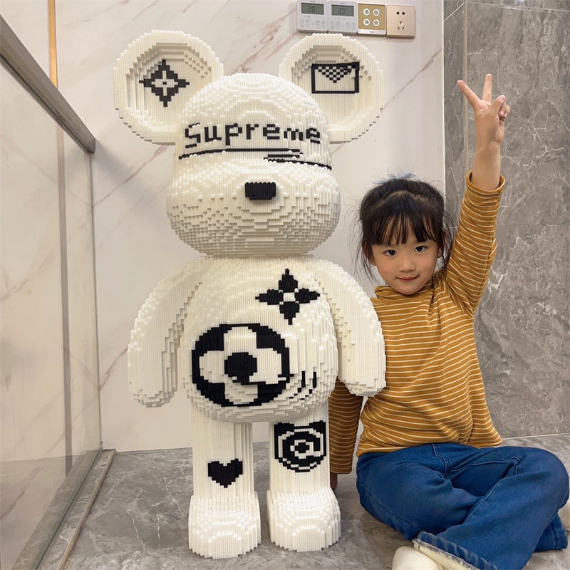 Compatible With Lego Small Particle Assembled Toys Super White Bear Blocks Large Ornaments Floor-To-Floor Adult Difficult Puzzle - Image 4