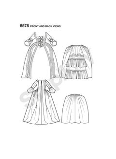 Simplicity 8578 Women's 18th Century Gown Historical Costume Sewing Pattern, Sizes 14-22  - Image 3