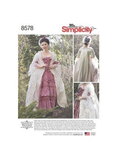 Simplicity 8578 Women's 18th Century Gown Historical Costume Sewing Pattern, Sizes 14-22  - Image 1