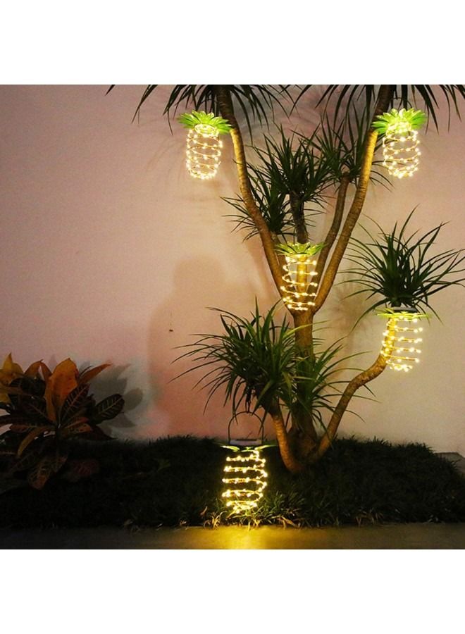 قطعتان من 60 مصباح LED يعمل بالطاقة الشمسية ، فانوس إضاءة أناناس معدني ، فانوس معلق خارجي مقاوم للماء للحدائق يعمل بالطاقة الشمسية ، ديكور منزلي لمسار الشرفة في ساحة الفناء - Image 4