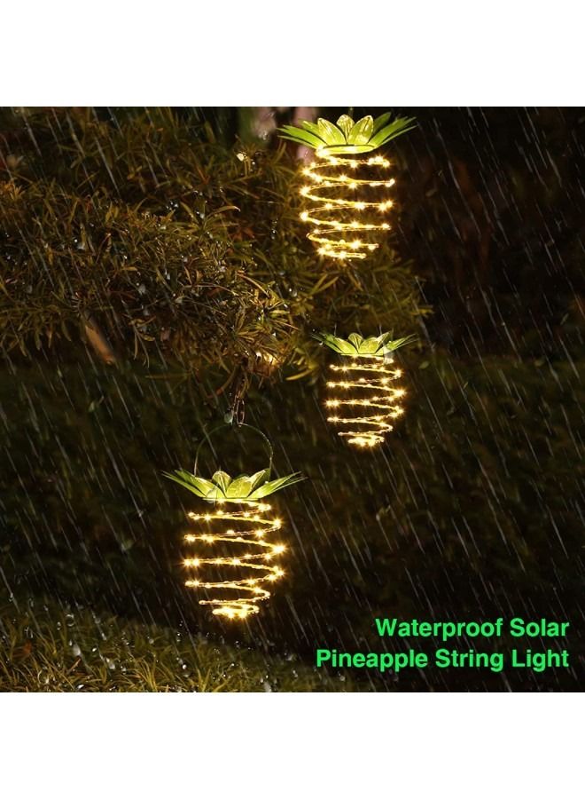 قطعتان من 60 مصباح LED يعمل بالطاقة الشمسية ، فانوس إضاءة أناناس معدني ، فانوس معلق خارجي مقاوم للماء للحدائق يعمل بالطاقة الشمسية ، ديكور منزلي لمسار الشرفة في ساحة الفناء - Image 5