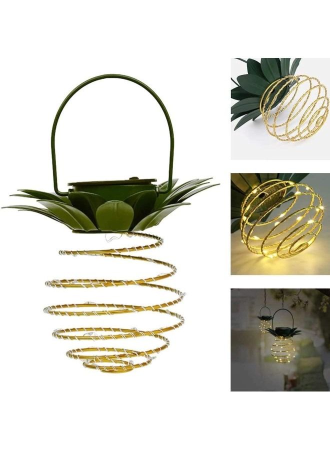 قطعتان من 60 مصباح LED يعمل بالطاقة الشمسية ، فانوس إضاءة أناناس معدني ، فانوس معلق خارجي مقاوم للماء للحدائق يعمل بالطاقة الشمسية ، ديكور منزلي لمسار الشرفة في ساحة الفناء - Image 2