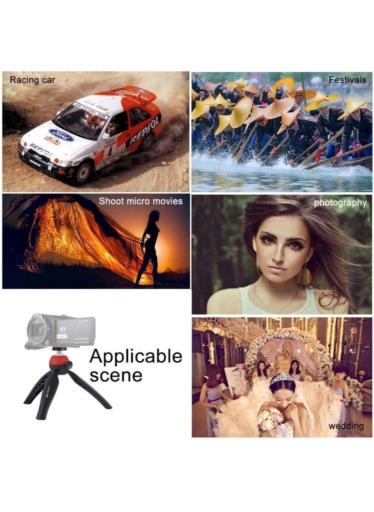 PULUZ - Pocket Mini Tripod Mount with 360 Degree Ball Head for Smartphones, GoPro, DSLR Cameras(Red) - Image 1