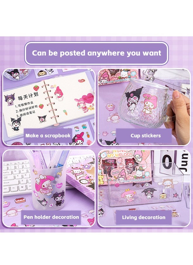 سانريو ملصقات فتاة الأنمي - مجموعة ملصقات Sanrio Kuromi المكونة من 100 ورقة، مجموعة ملصقات زخرفية جمالية كرتونية من الفينيل، مثالية لسجلات القصاصات والتدوين وأجهزة الكمبيوتر المحمولة وتزيين الغرف  - Image 3